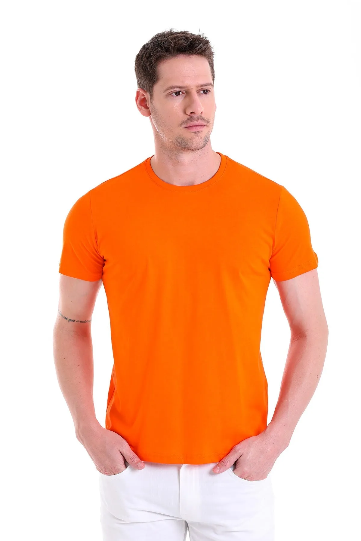 Regular Fit Orange X Basic Cotton Crew Neck T-Shirt