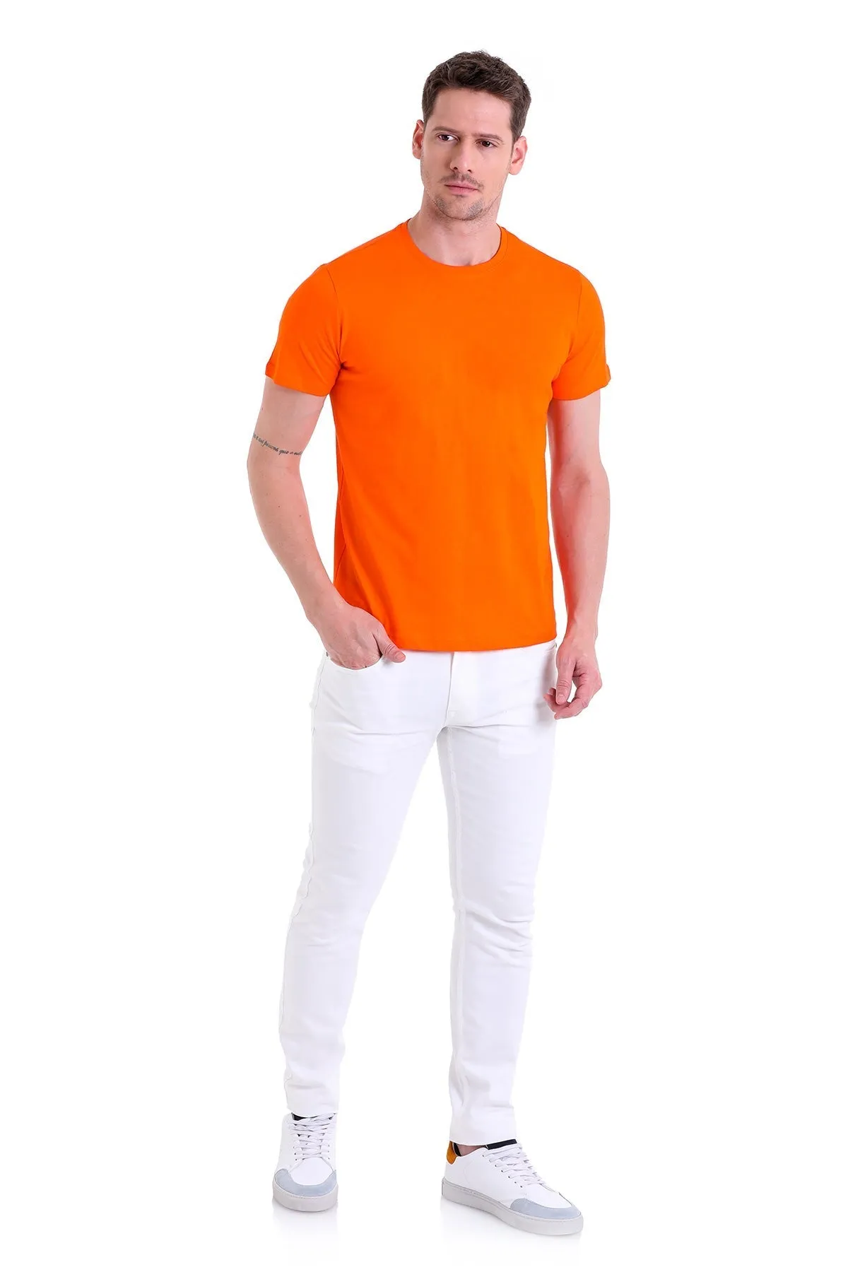 Regular Fit Orange X Basic Cotton Crew Neck T-Shirt