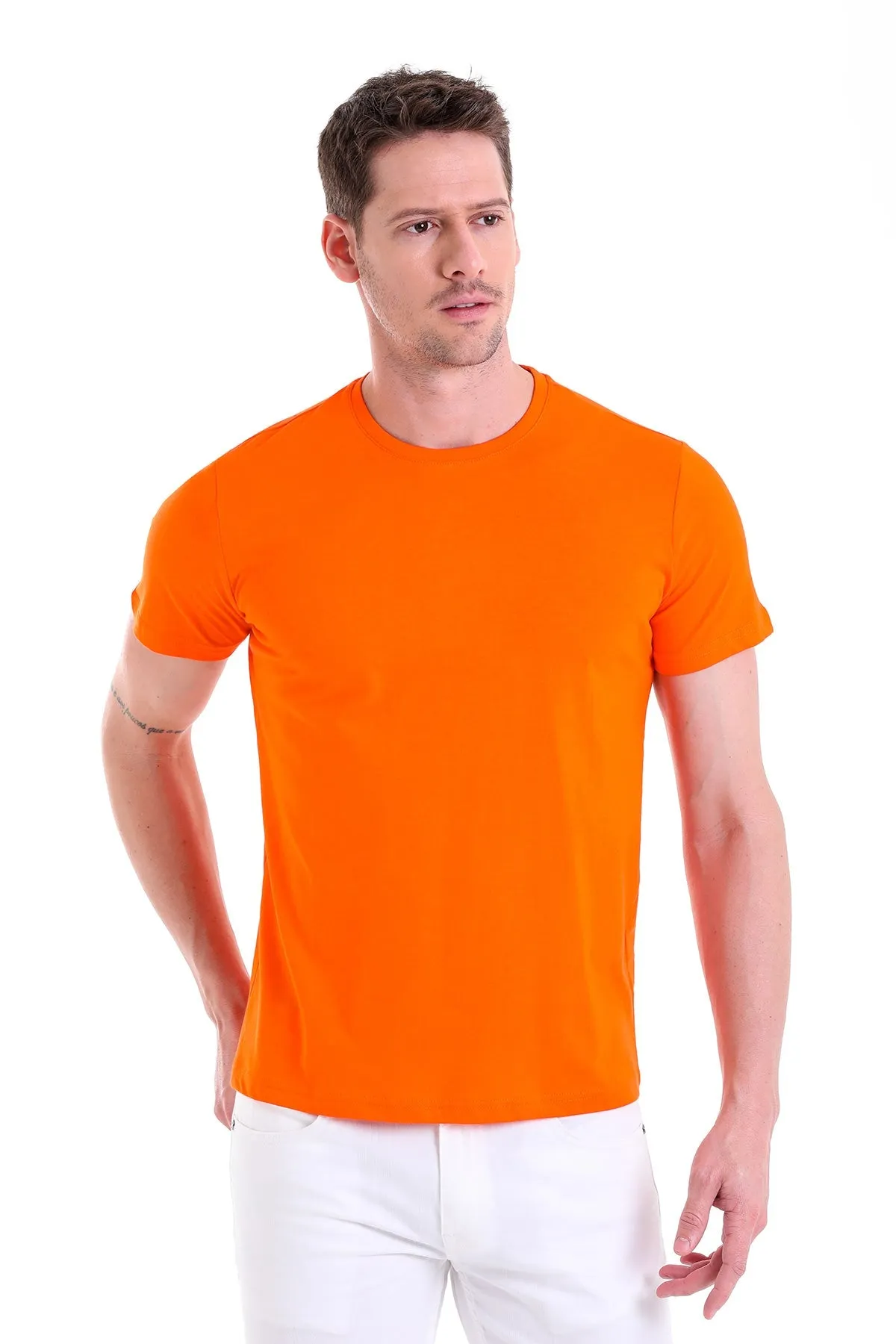 Regular Fit Orange X Basic Cotton Crew Neck T-Shirt