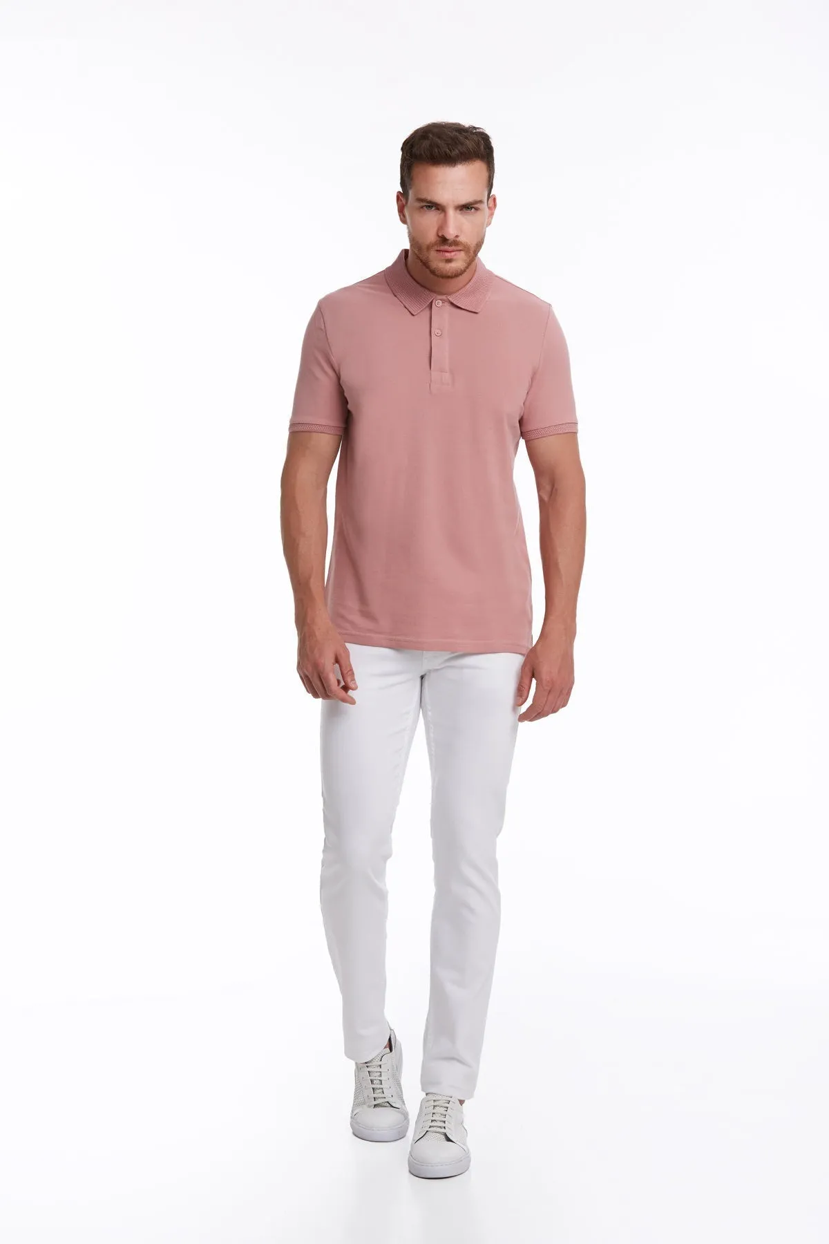 Regular Fit Pink Basic Cotton Polo T-Shirt