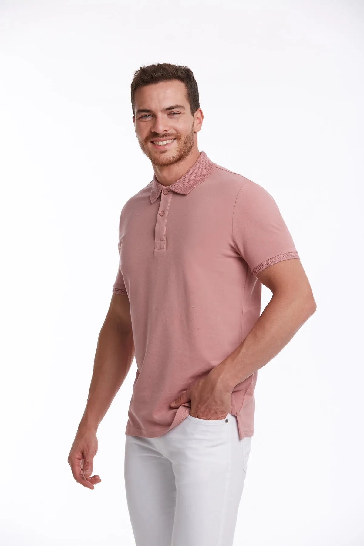 Regular Fit Pink Basic Cotton Polo T-Shirt