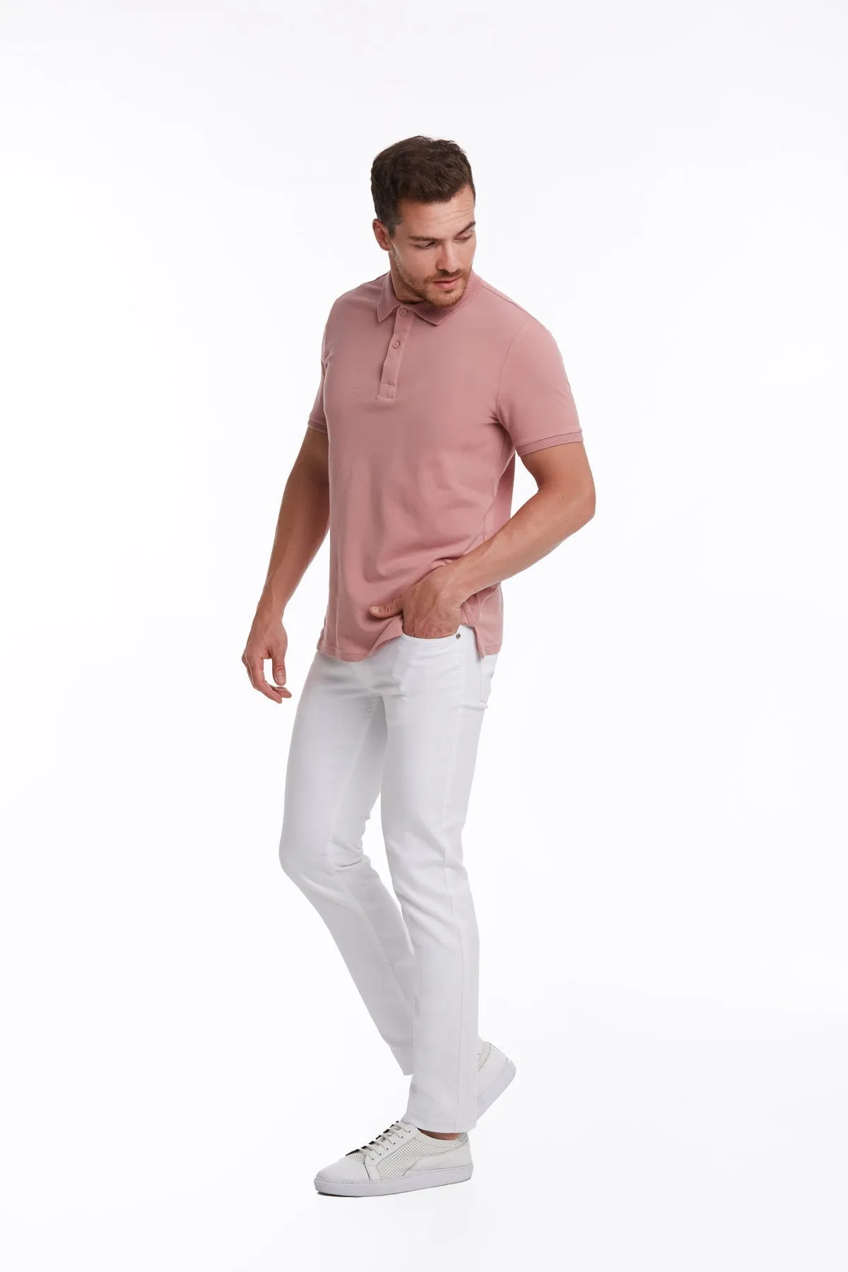 Regular Fit Pink Basic Cotton Polo T-Shirt