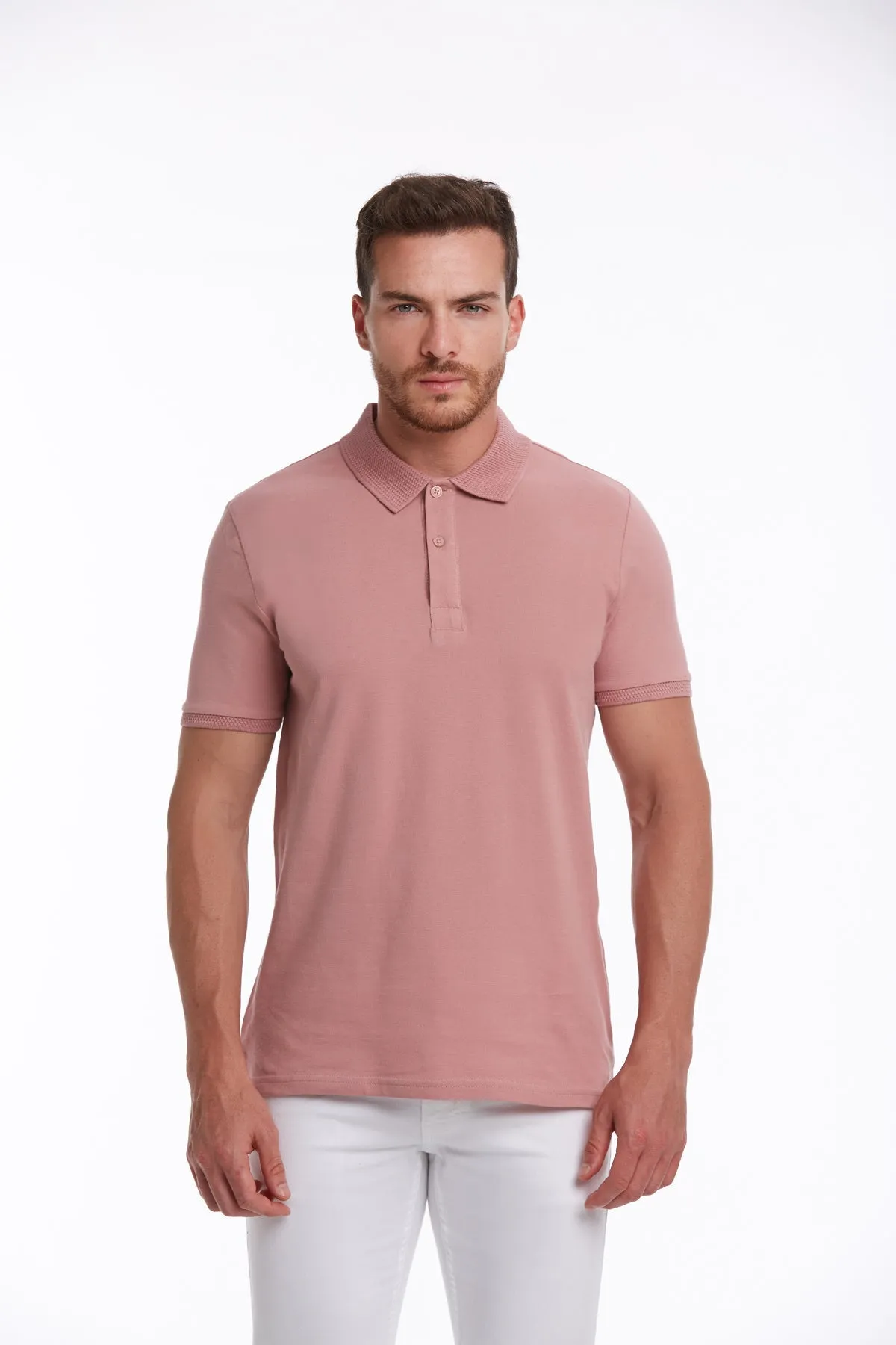 Regular Fit Pink Basic Cotton Polo T-Shirt