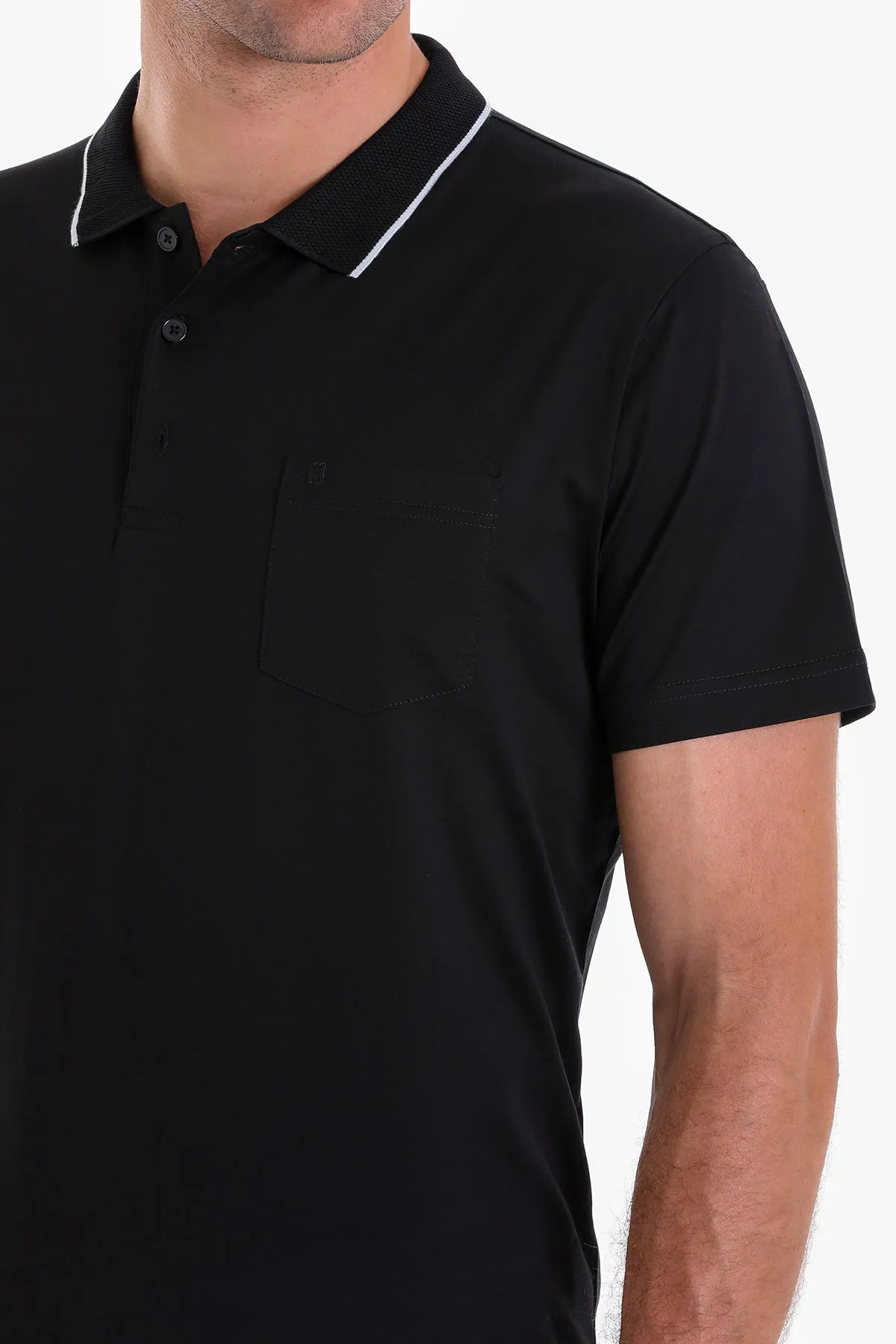 Regular Fit Solid Black Basic 100% Cotton Polo T-Shirt