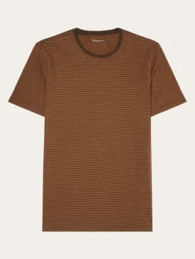 Regular fit Striped basic tee - Dark Brown Stripe