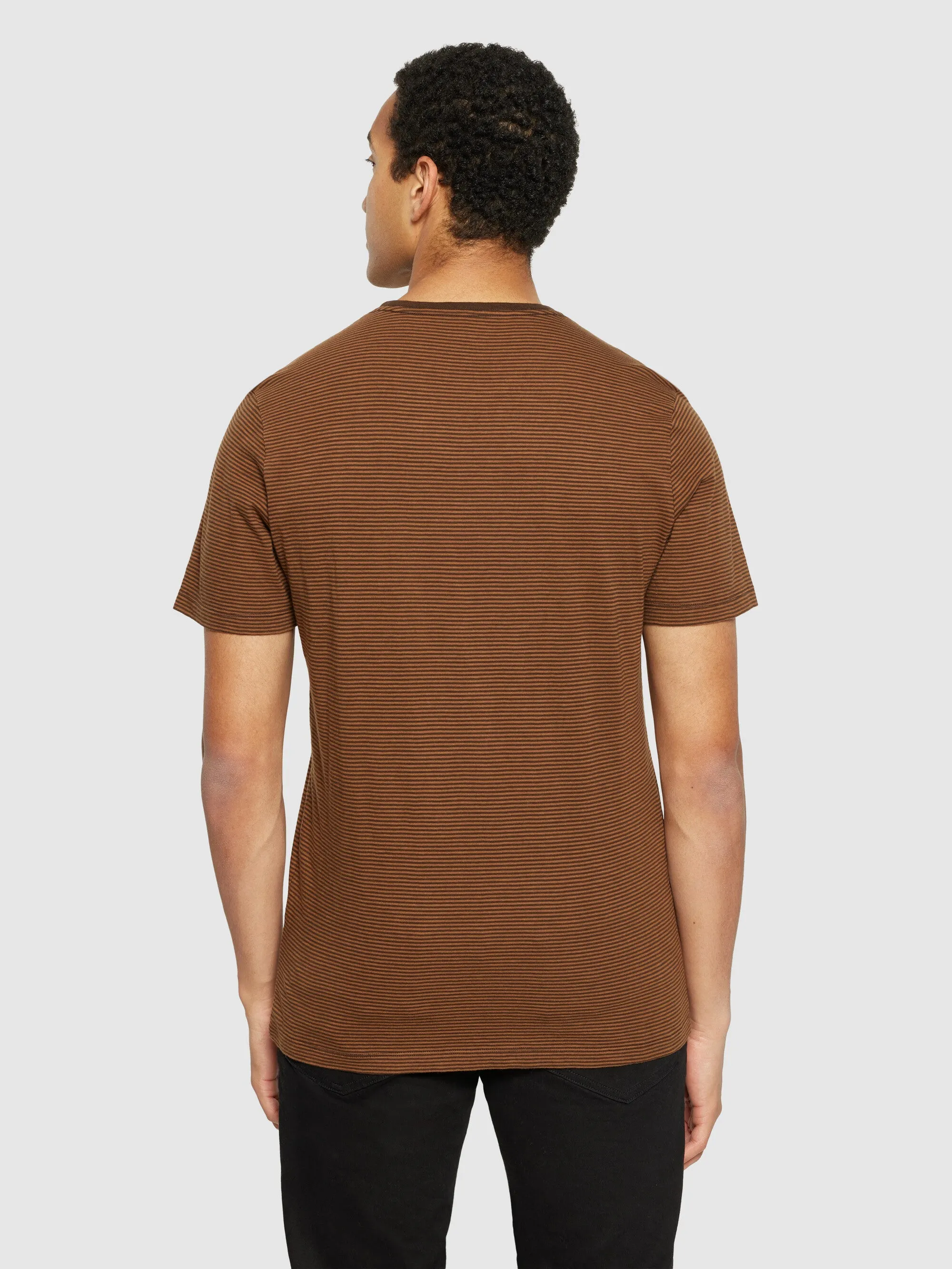 Regular fit Striped basic tee - Dark Brown Stripe