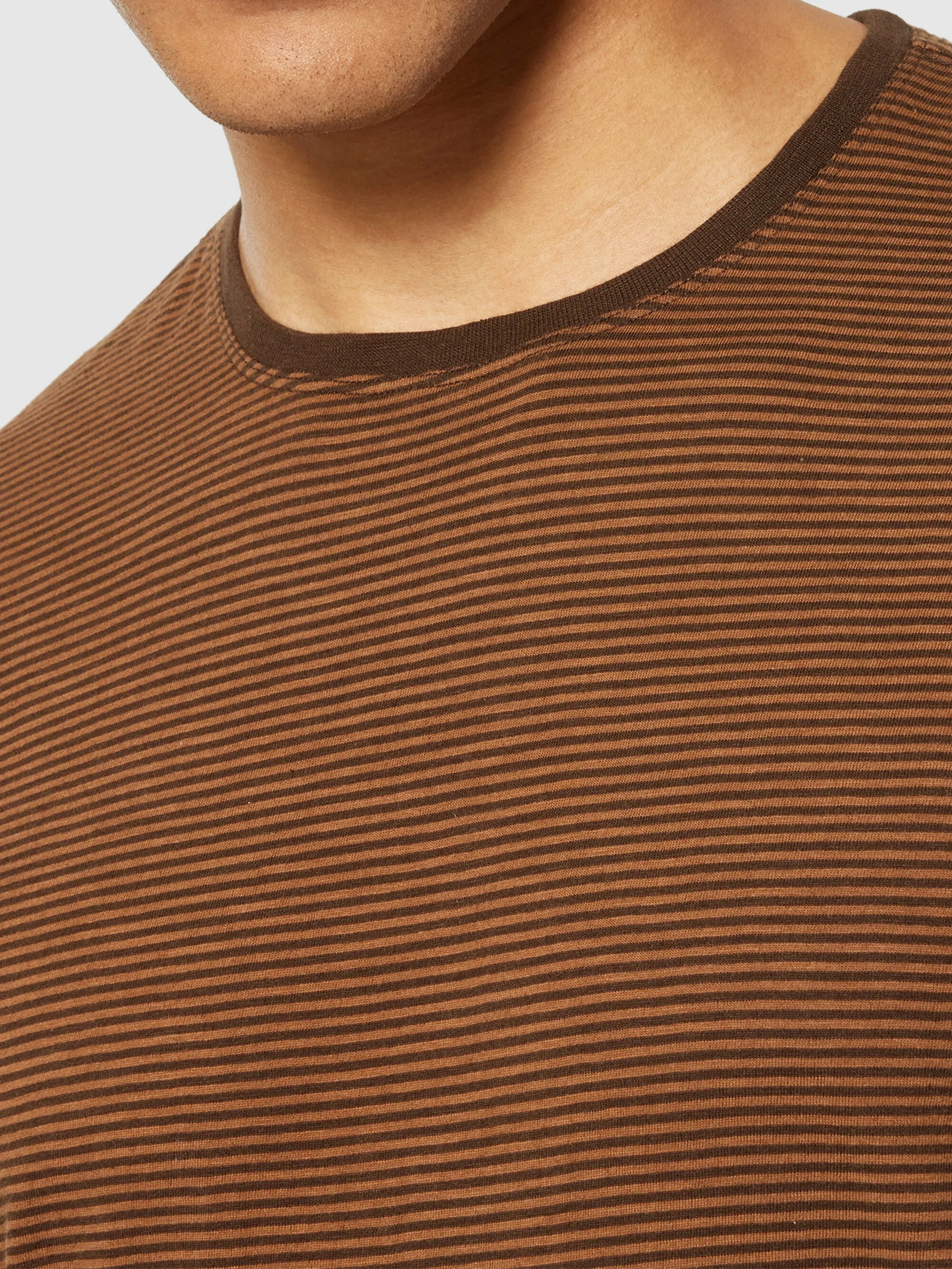 Regular fit Striped basic tee - Dark Brown Stripe