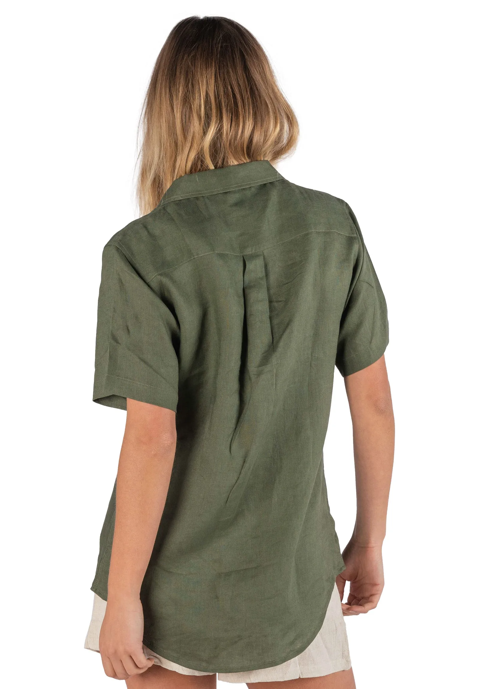 Revere Olive Green SS Linen T-shirt