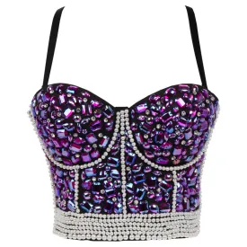 Sexy Rhinestones Top Club Party Banquet Hall Stage Corset