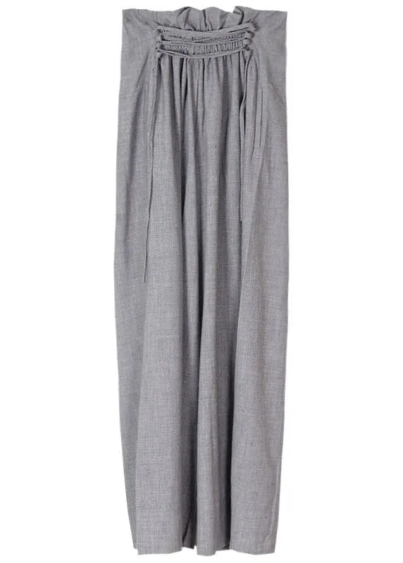 Simple Grey High Waist Casual Wide Leg Pants