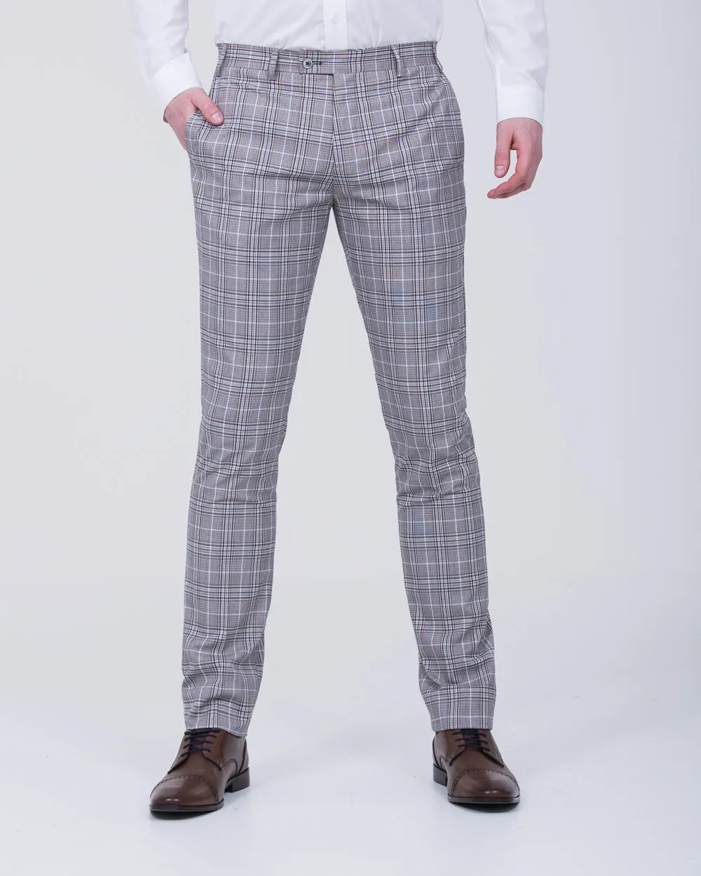 Skopes Whittington Slim Fit Tall Suit (stone/navy check)