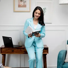 Sky Blue Cotton Women's Pant Suit