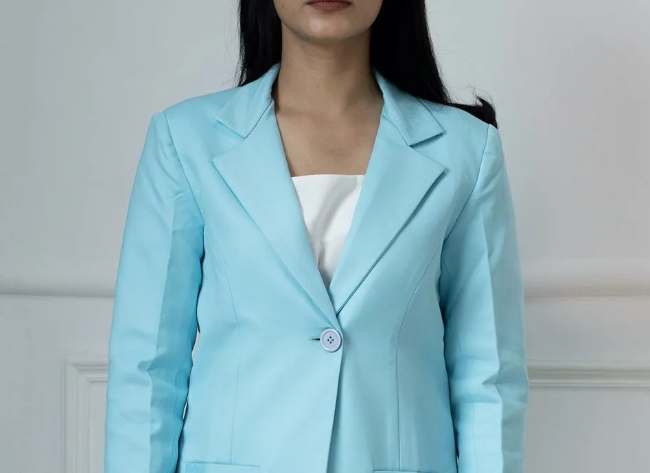 Sky Blue Cotton Women's Pant Suit