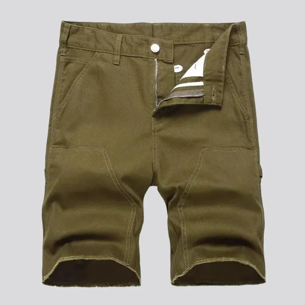 Slim carpenter-loop denim shorts