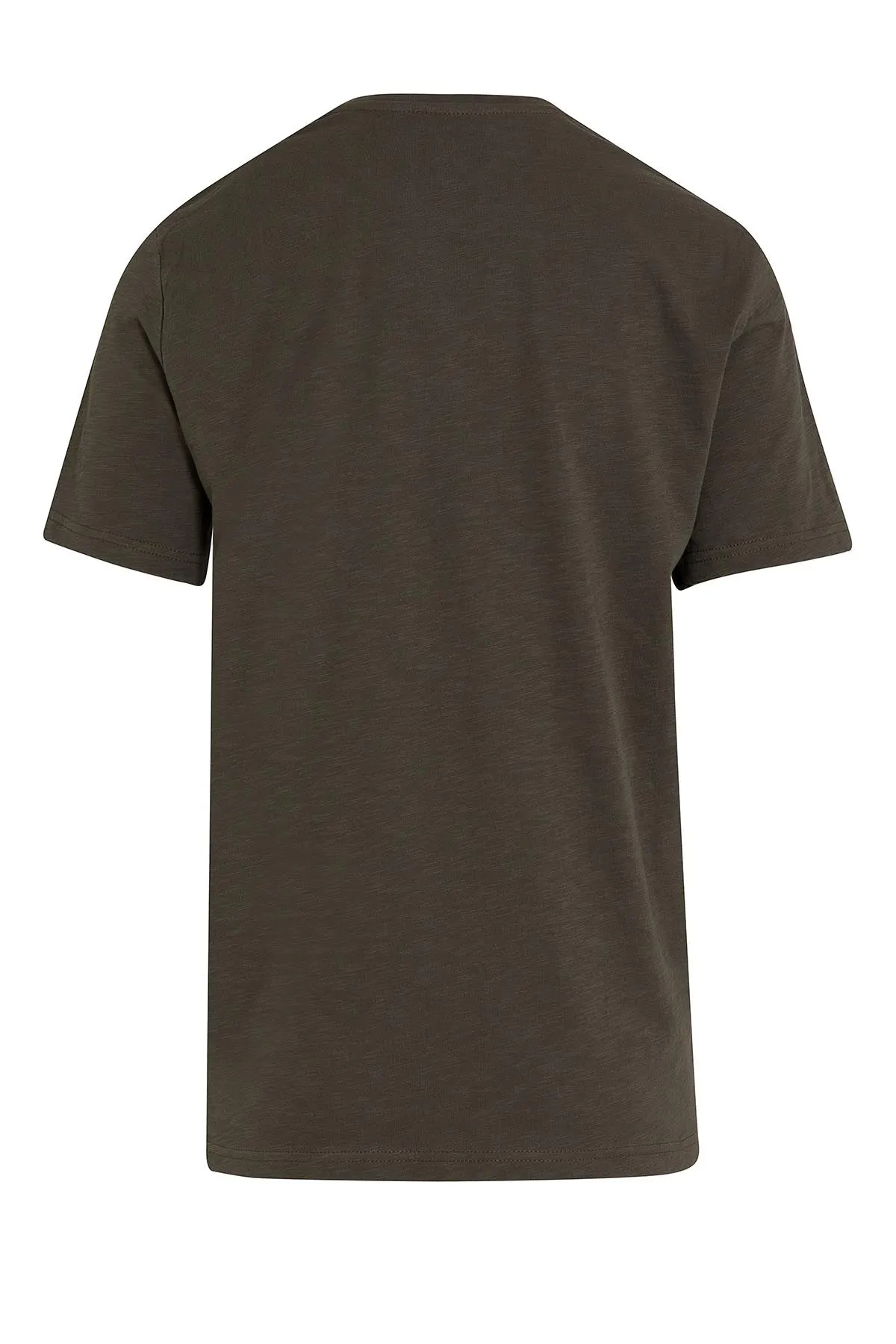 Slim Fit 100% Cotton Khaki Crew Neck T-Shirt