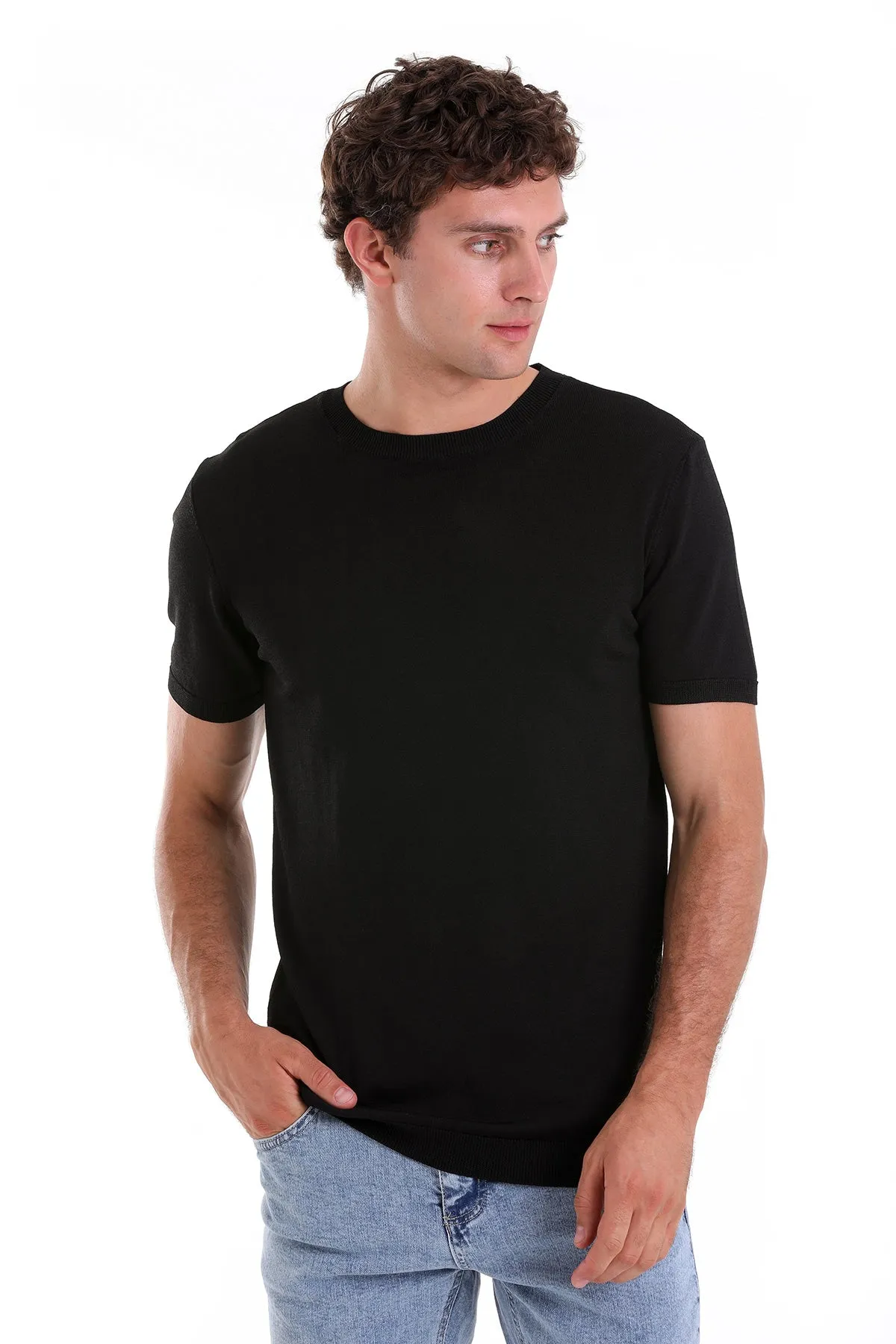 Slim Fit Basic Black Crew Neck T-Shirt