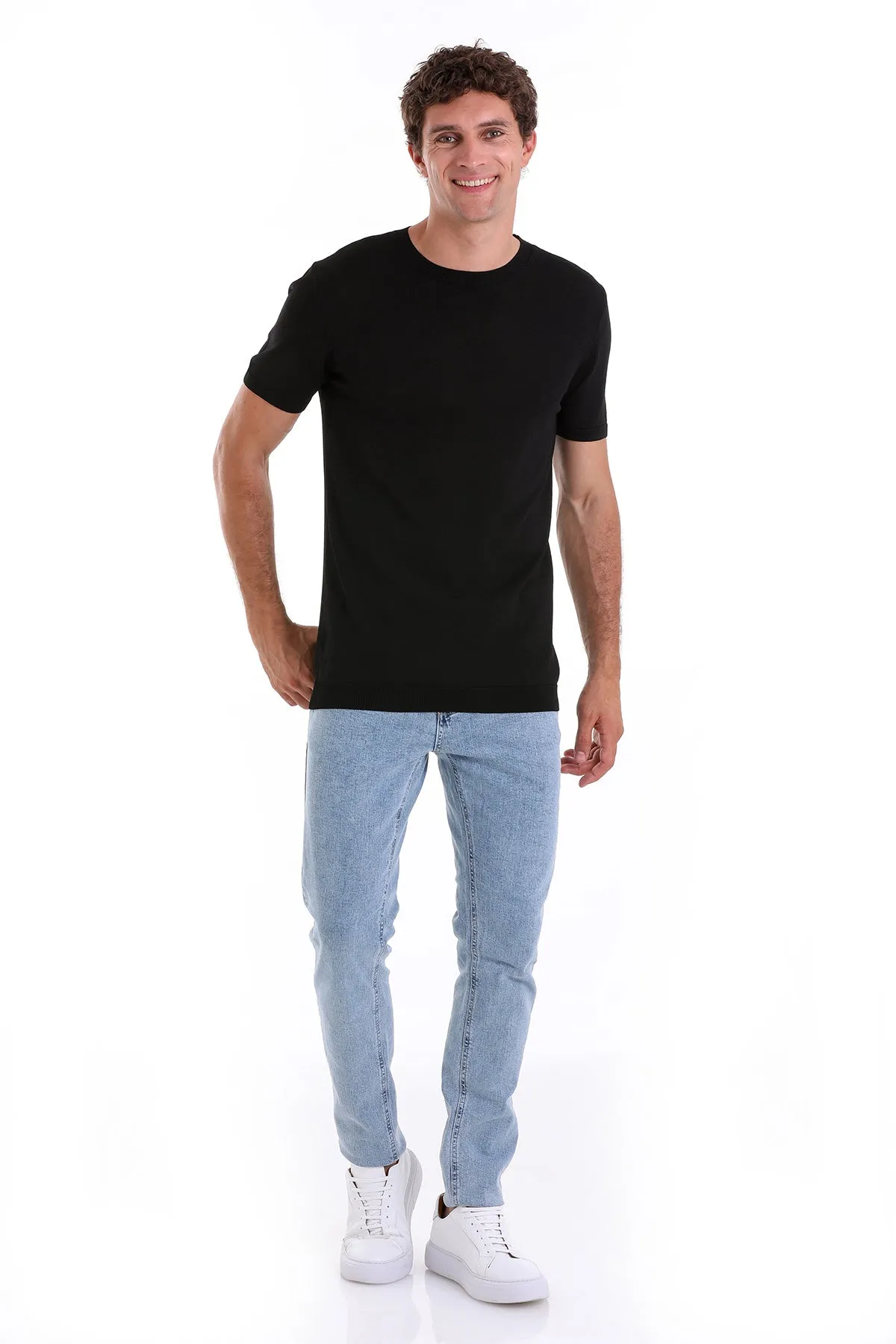 Slim Fit Basic Black Crew Neck T-Shirt