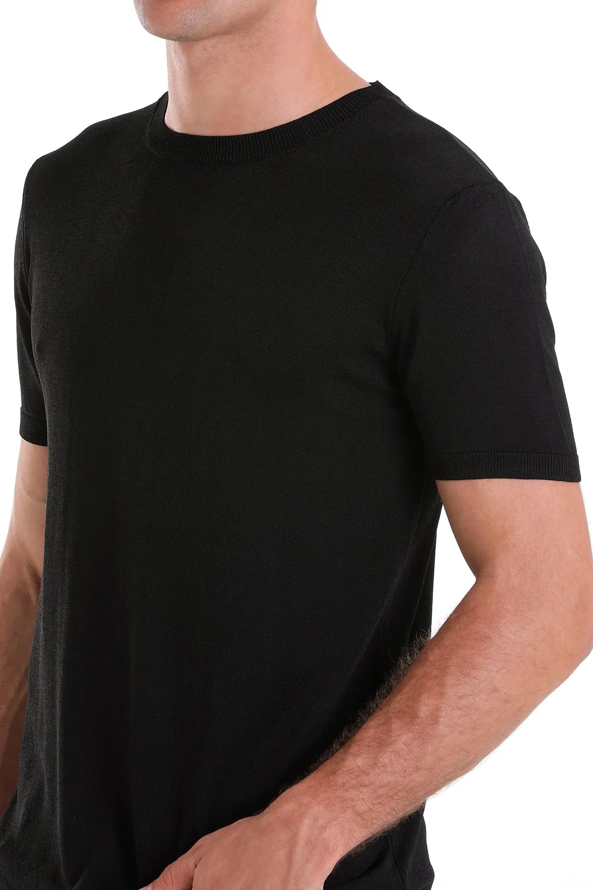 Slim Fit Basic Black Crew Neck T-Shirt