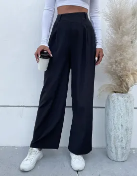 Solid-color Asymmetrical Wide-Leg Pants