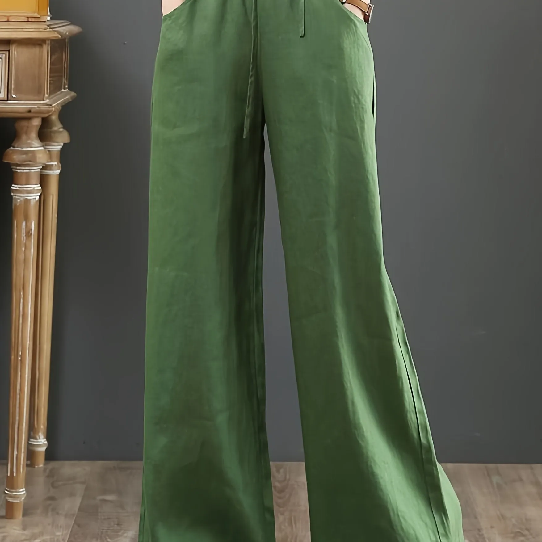 Solid Color Literary Cotton Linen Wide Leg Pants