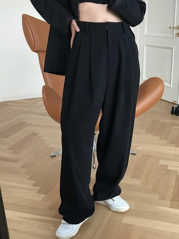 Solid Color Loose Empire Wide Leg Pants