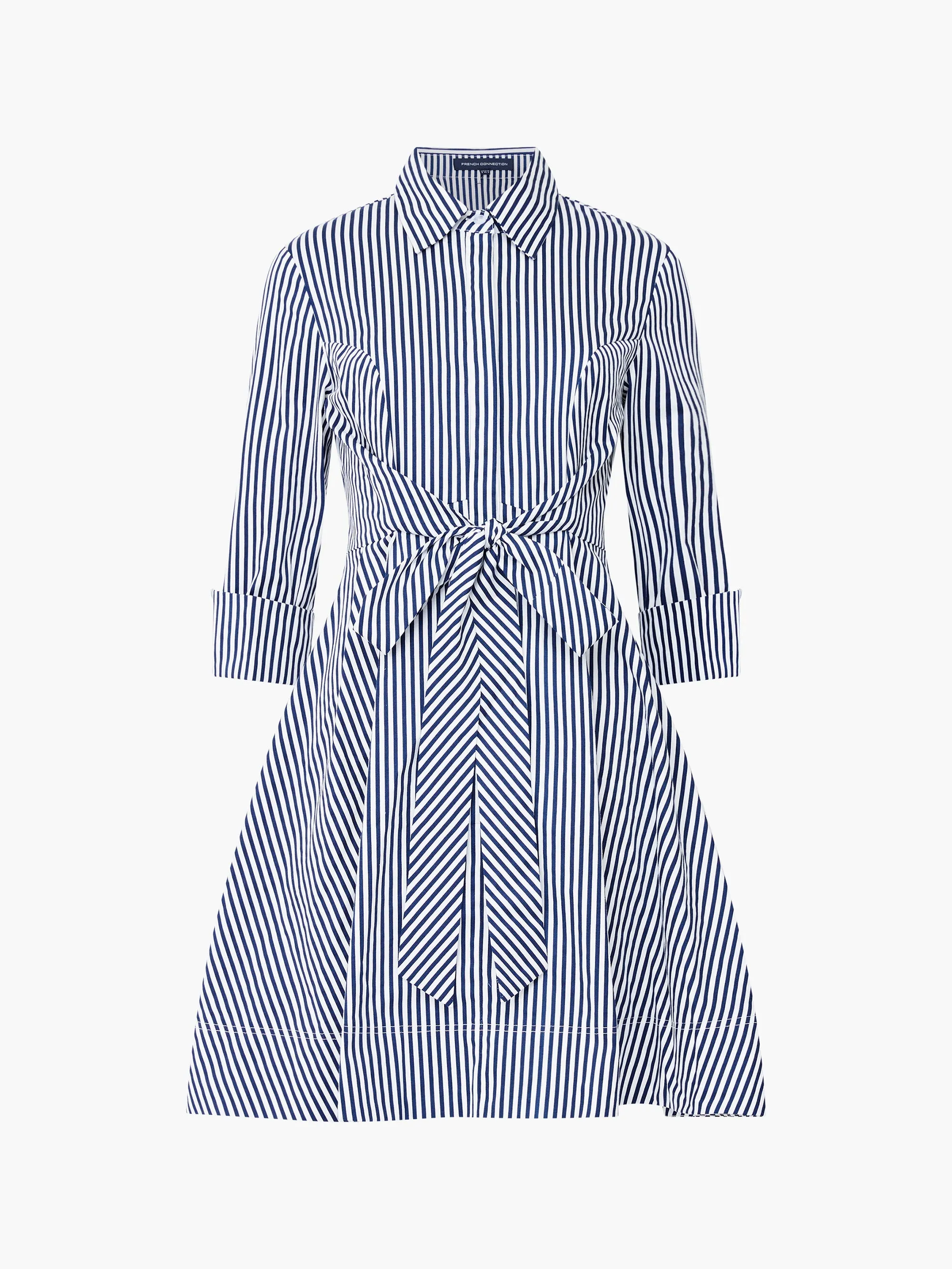 Stripe Belted Mini Shirt Dress