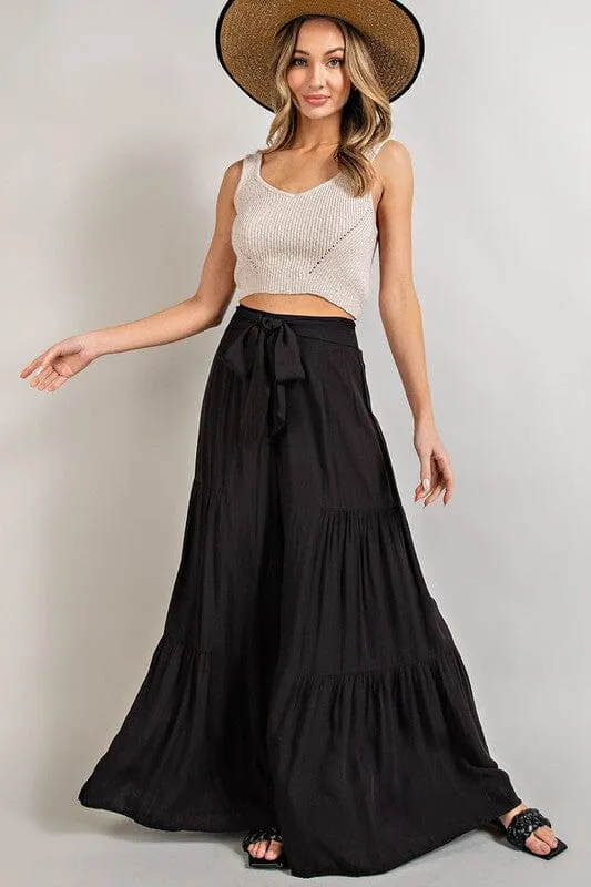 TIERED WIDE LEG PANTS