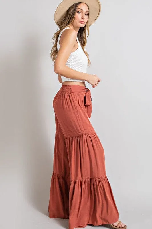 TIERED WIDE LEG PANTS