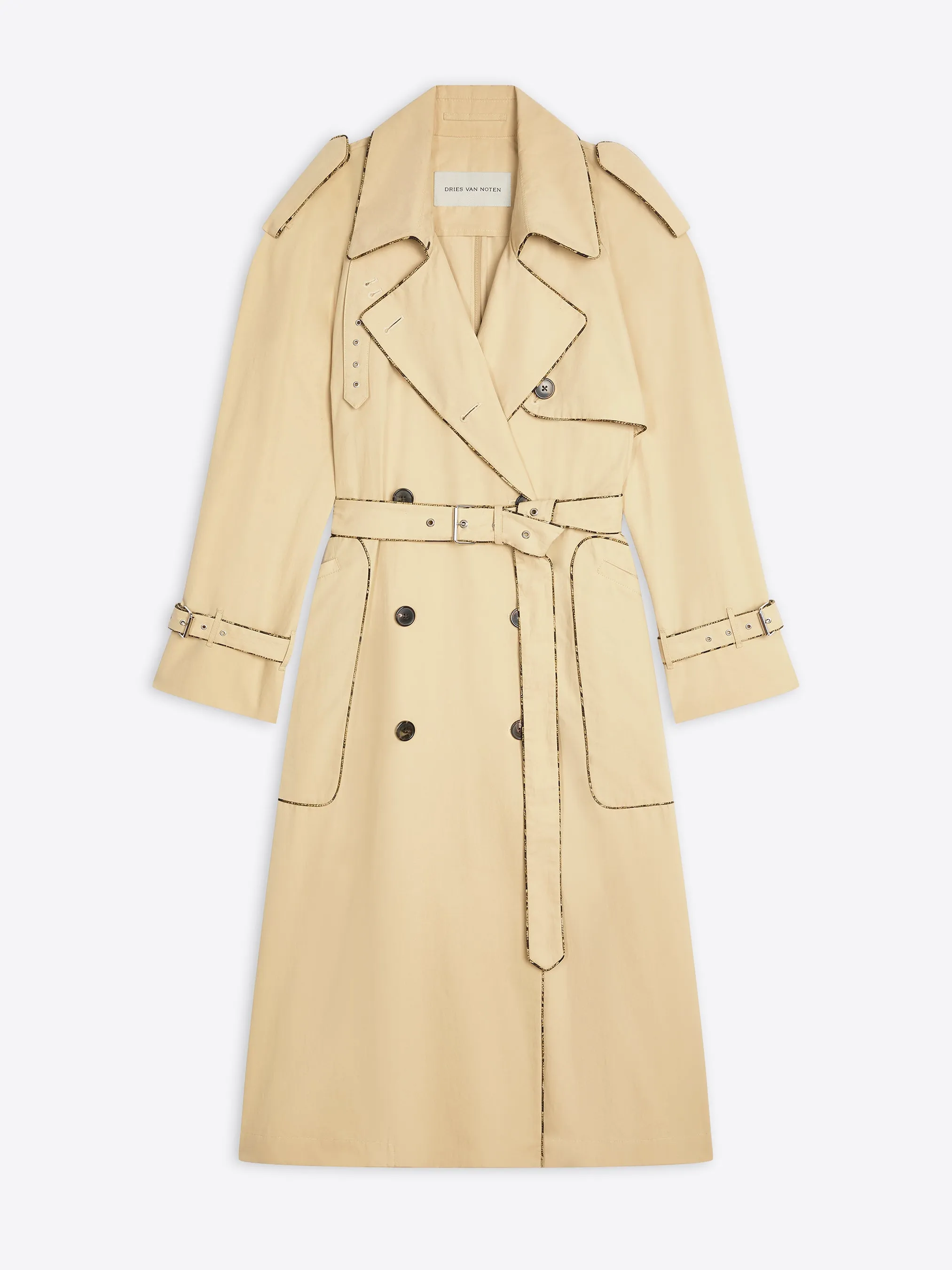 Trench coat with piping