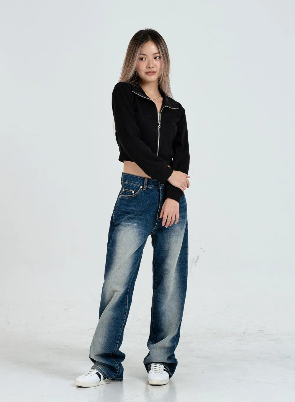 Wide Leg Faded Color Denim Pants CO11