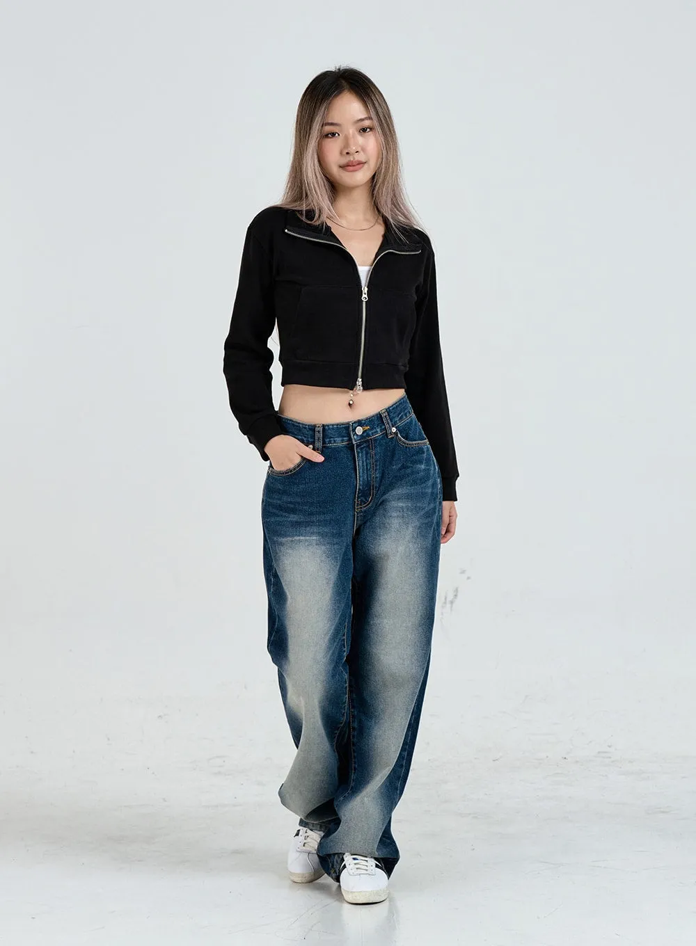 Wide Leg Faded Color Denim Pants CO11