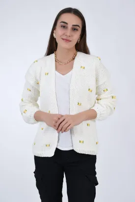 WINTER BLOOM YELLOW ROSE Cotton Cardigan