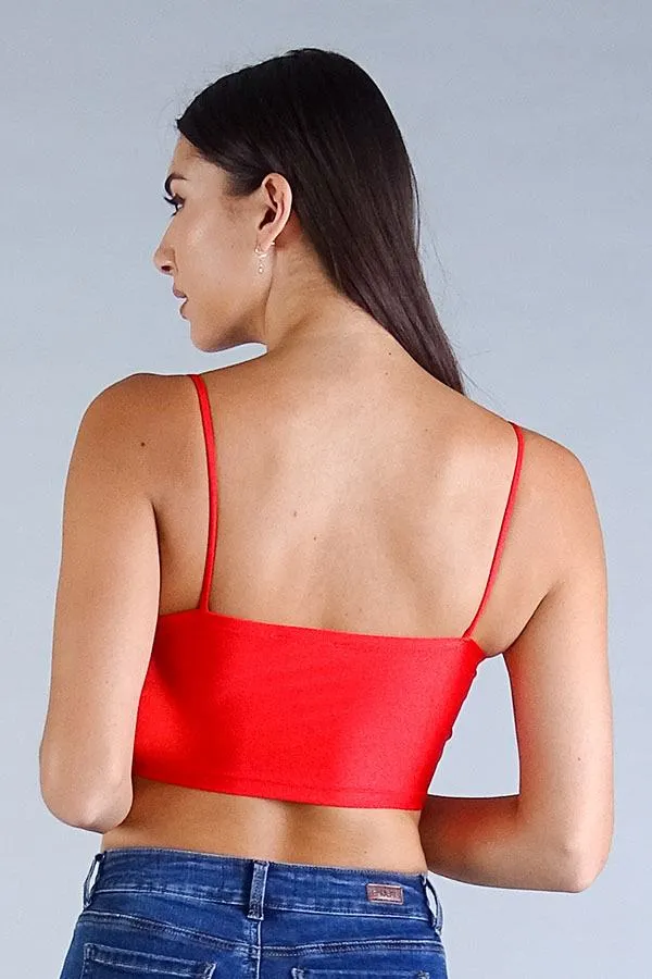 Women's Sexy Spaghetti Strap Darted Under Bust Crop Top