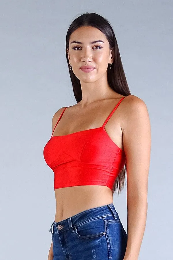 Women's Sexy Spaghetti Strap Darted Under Bust Crop Top