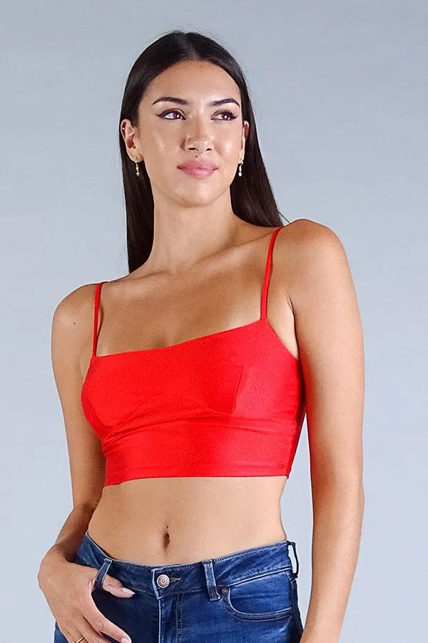 Women's Sexy Spaghetti Strap Darted Under Bust Crop Top