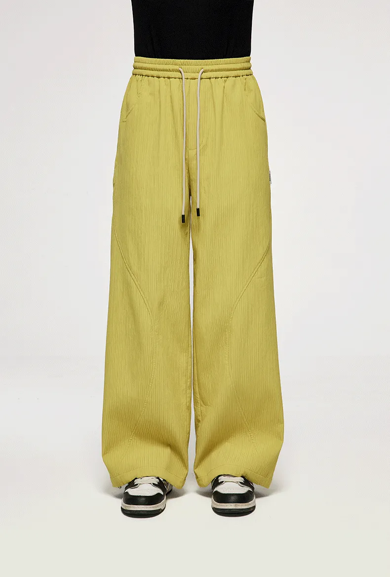 Yellow Wide Leg Pants with Adjustable Leg Open