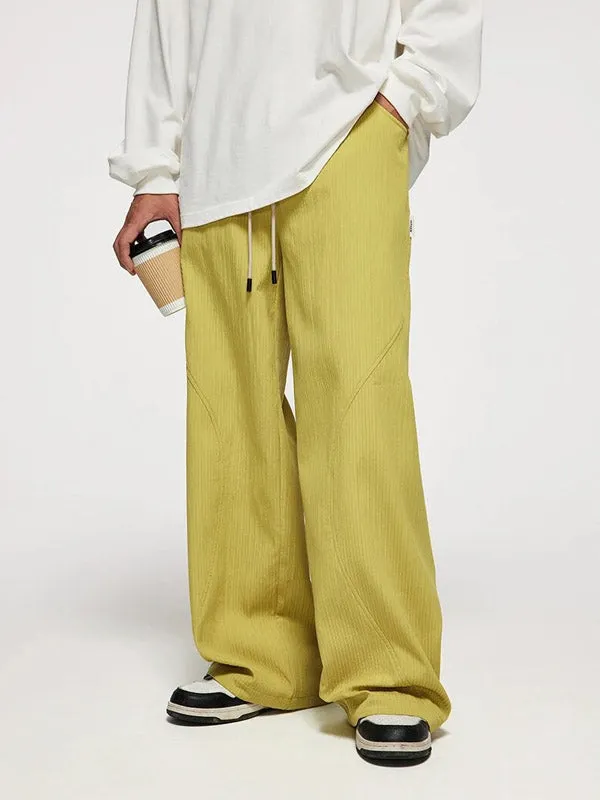 Yellow Wide Leg Pants with Adjustable Leg Open