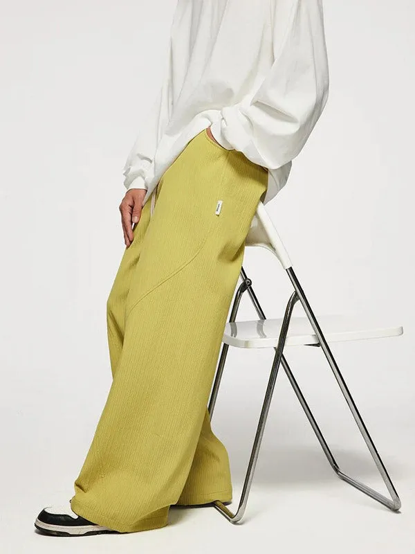 Yellow Wide Leg Pants with Adjustable Leg Open